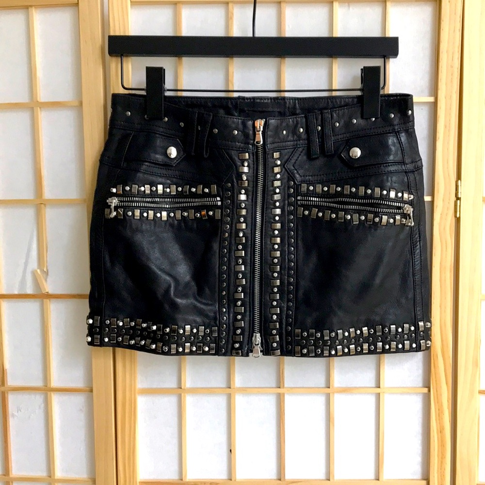 Diesel Black Gold embellished leather mini skirt